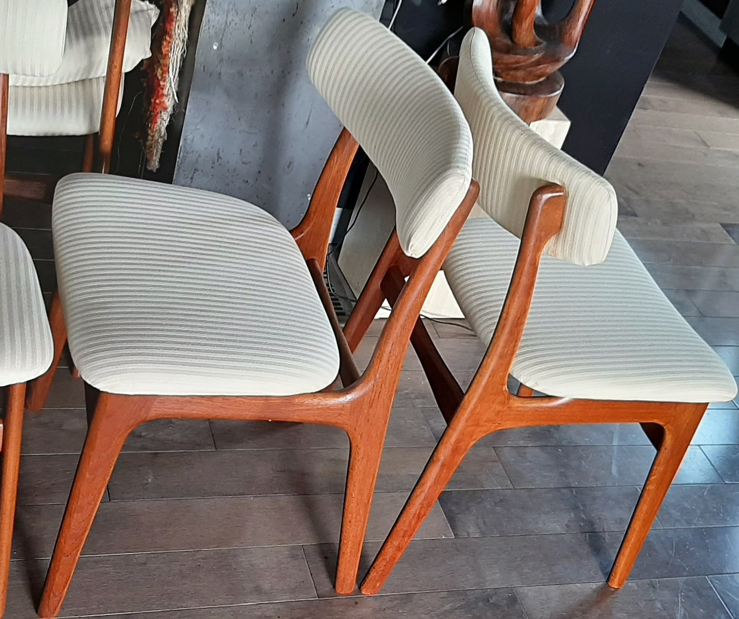 4 Danish MCM Teak Chairs RESTORED, perfect, each $249 (6 similar chairs are available) - Mid Century Modern Toronto