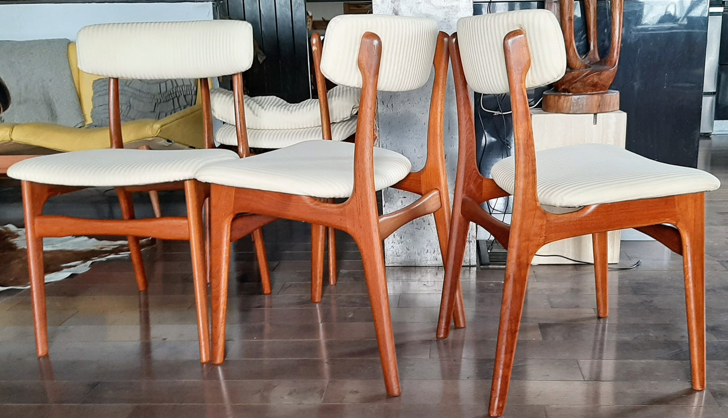 4 Danish MCM Teak Chairs RESTORED, perfect, each $249 (6 similar chairs are available) - Mid Century Modern Toronto