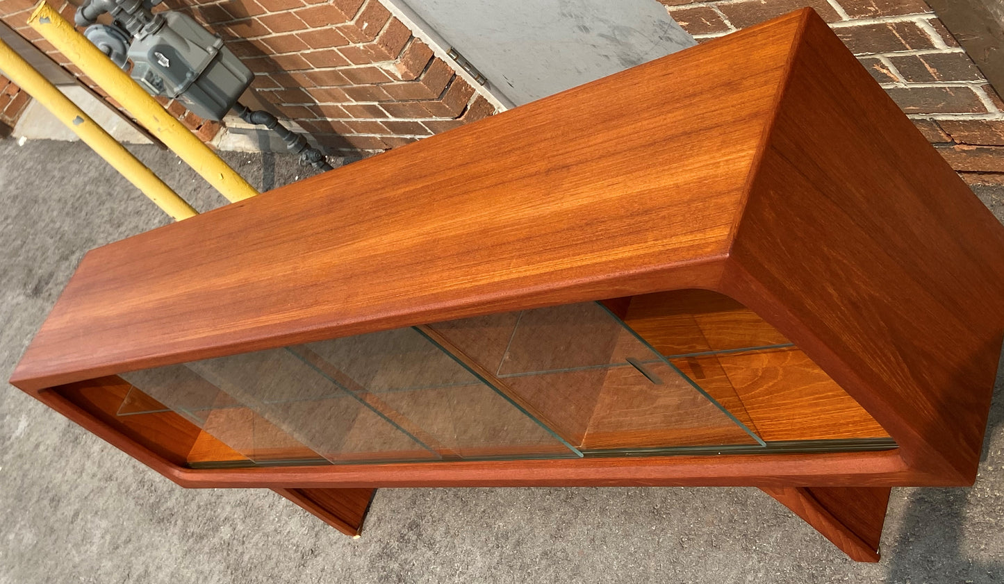 REFINISHED Danish MCM Teak Display Bookcase TV Console 6 ft PERFECT