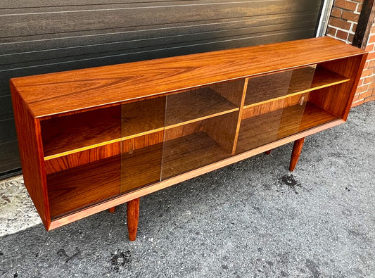 REFINISHED Danish Mid Century Modern Teak Media TV Console, Display or Bookcase 69"