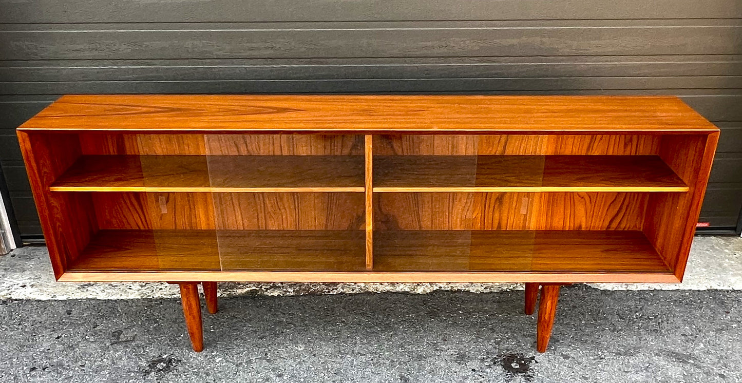 REFINISHED Danish Mid Century Modern Teak Media TV Console, Display or Bookcase 69"