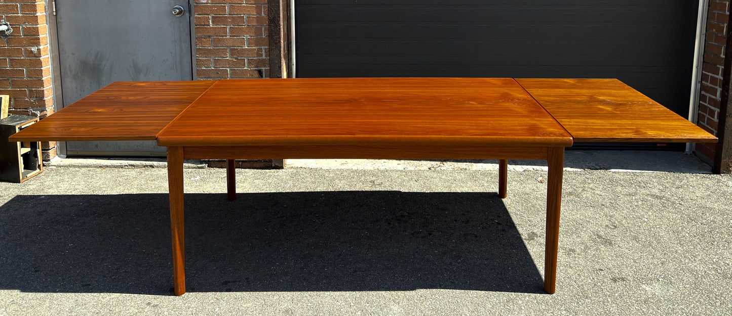 REFINISHED Danish MCM Teak Draw Leaf Table by H. Kjaernulf 68" - 115"