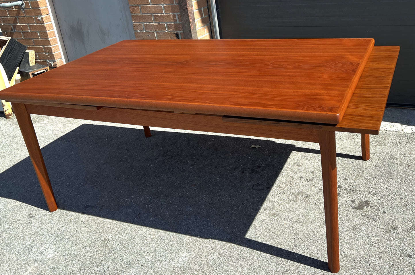 REFINISHED Danish MCM Teak Draw Leaf Table by H. Kjaernulf 68" - 115"