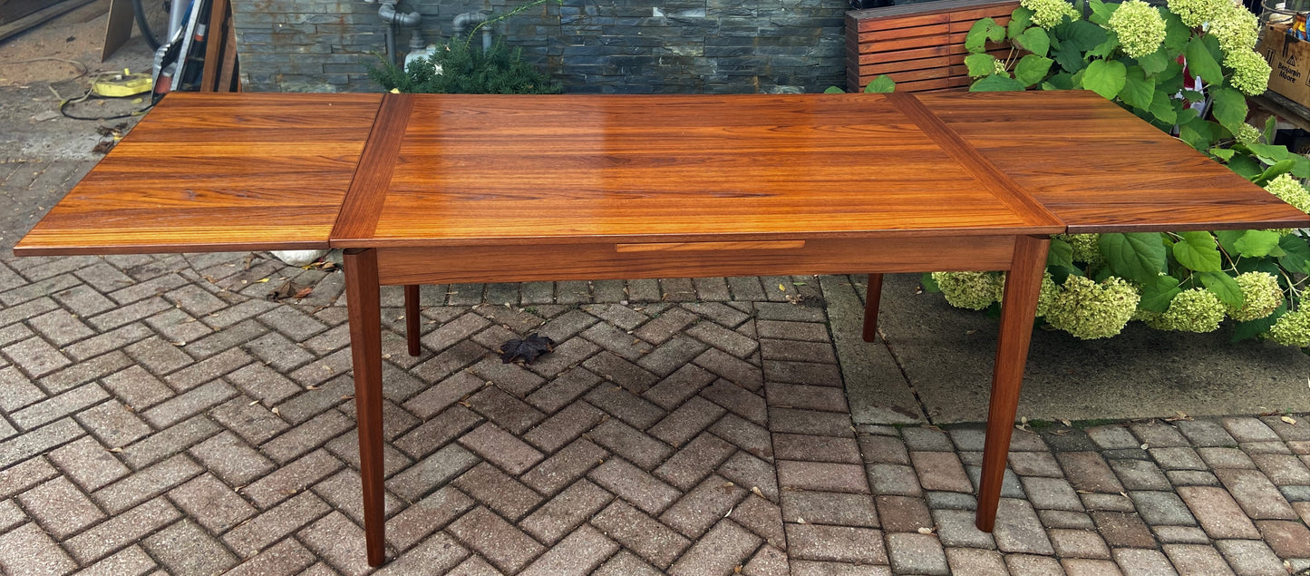 REFINISHED Danish MCM Teak Draw Leaf Table by Vejle Mobelfabrik 53"-93", PERFECT