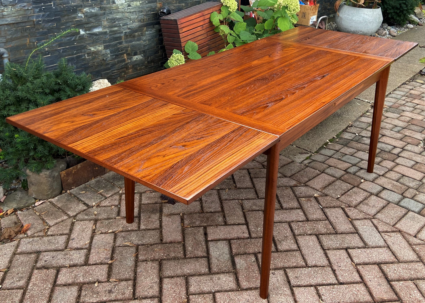 REFINISHED Danish MCM Teak Draw Leaf Table by Vejle Mobelfabrik 53"-93", PERFECT