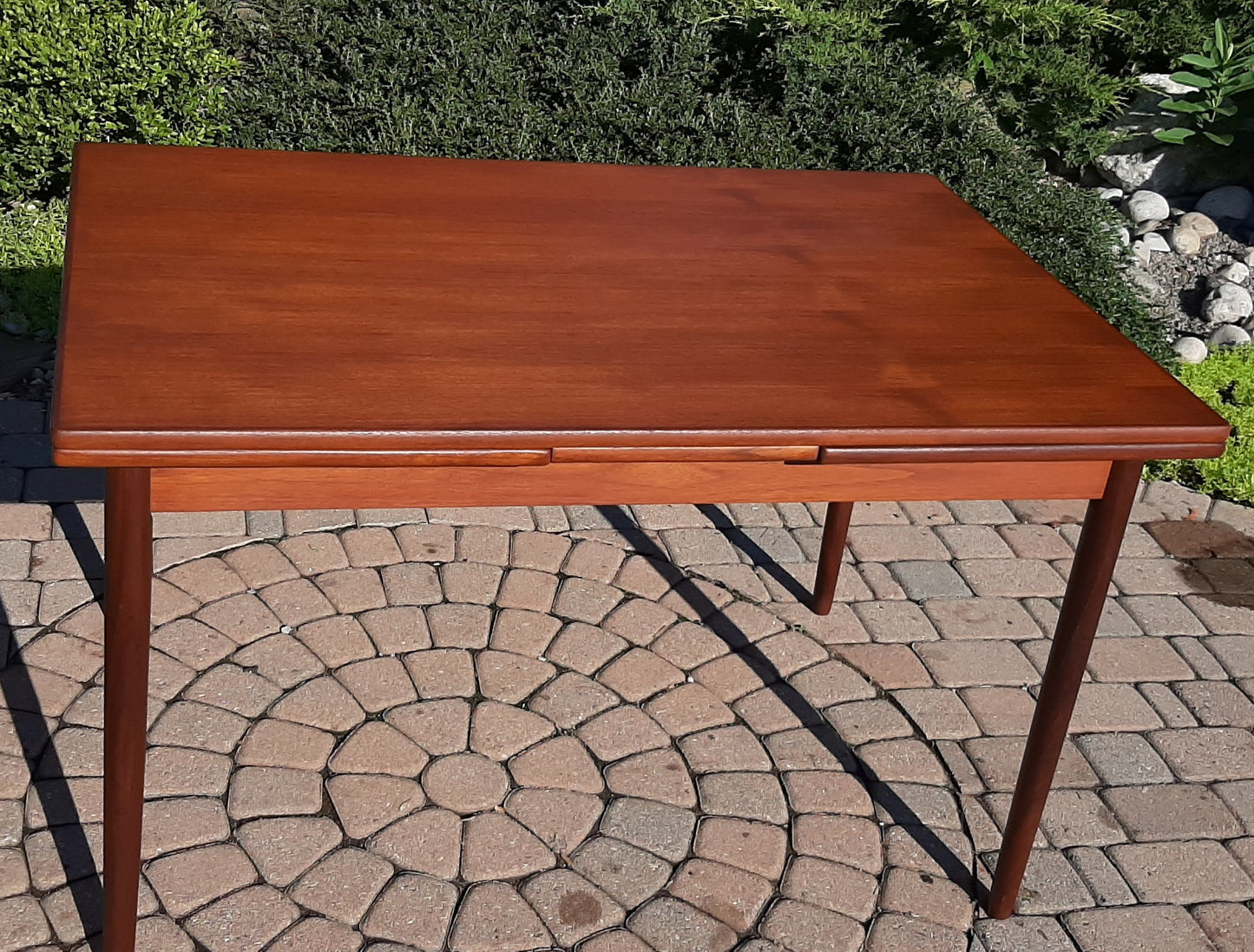 REFINISHED Danish MCM Teak Draw Leaf Table, PERFECT 47"-84"