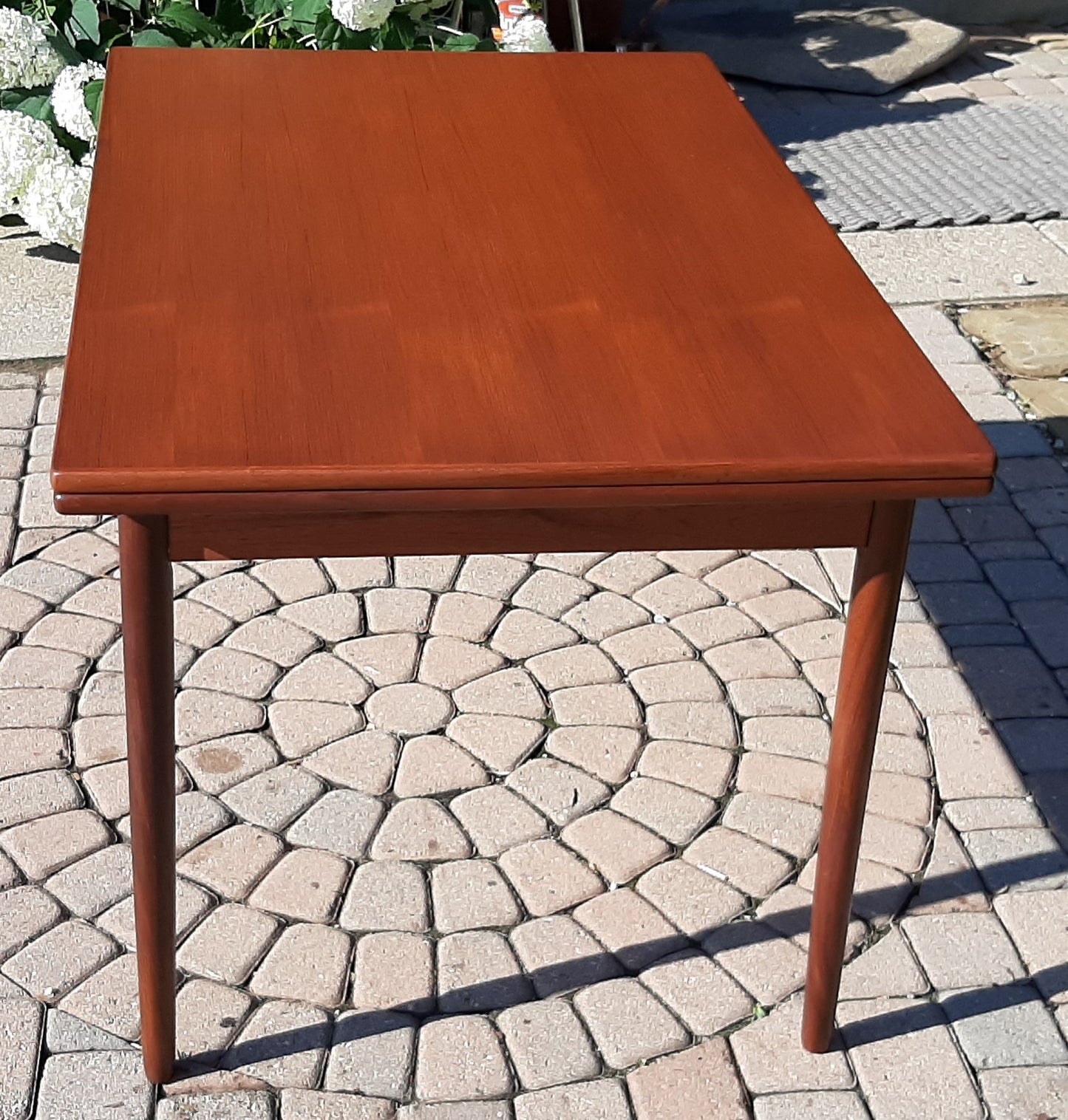 REFINISHED Danish MCM Teak Draw Leaf Table, PERFECT 47"-84"