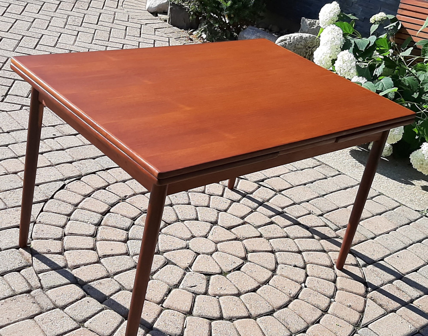REFINISHED Danish MCM Teak Draw Leaf Table, PERFECT 47"-84"