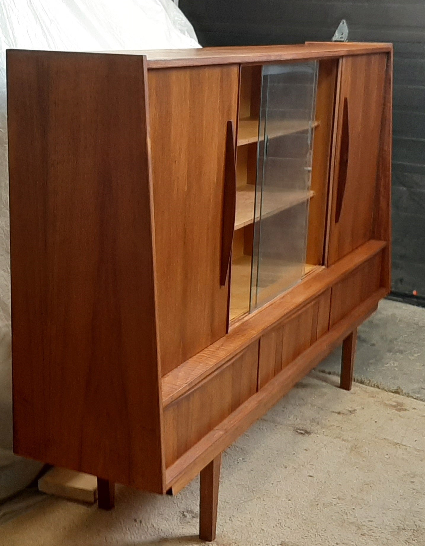 REFINISHED Danish MCM Teak Highboard 76" PERFECT, narrow - Mid Century Modern Toronto