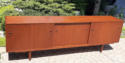 REFINISHED Danish Mid Century Modern Teak Sideboard 8 ft