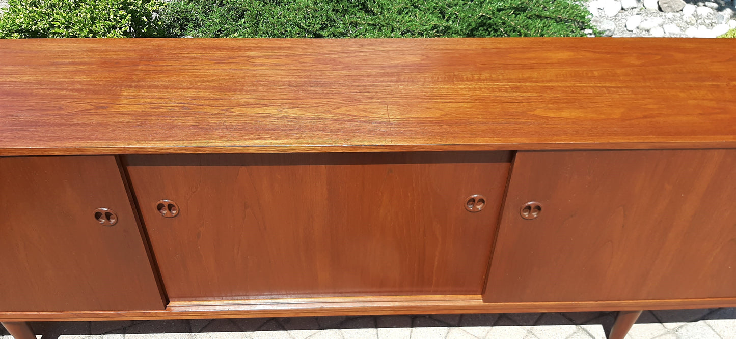 REFINISHED Danish Mid Century Modern Teak Sideboard 8 ft