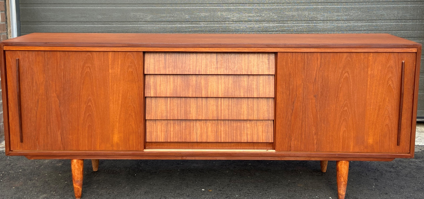 REFINISHED MCM Teak Sideboard Buffet 6 ft , PERFECT
