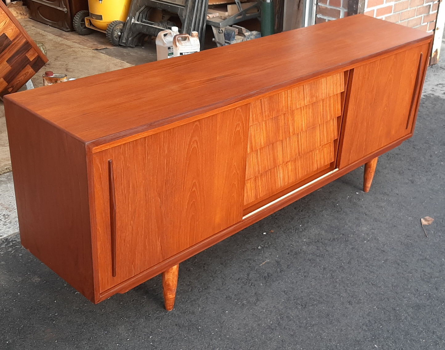 REFINISHED MCM Teak Sideboard Buffet 6 ft , PERFECT