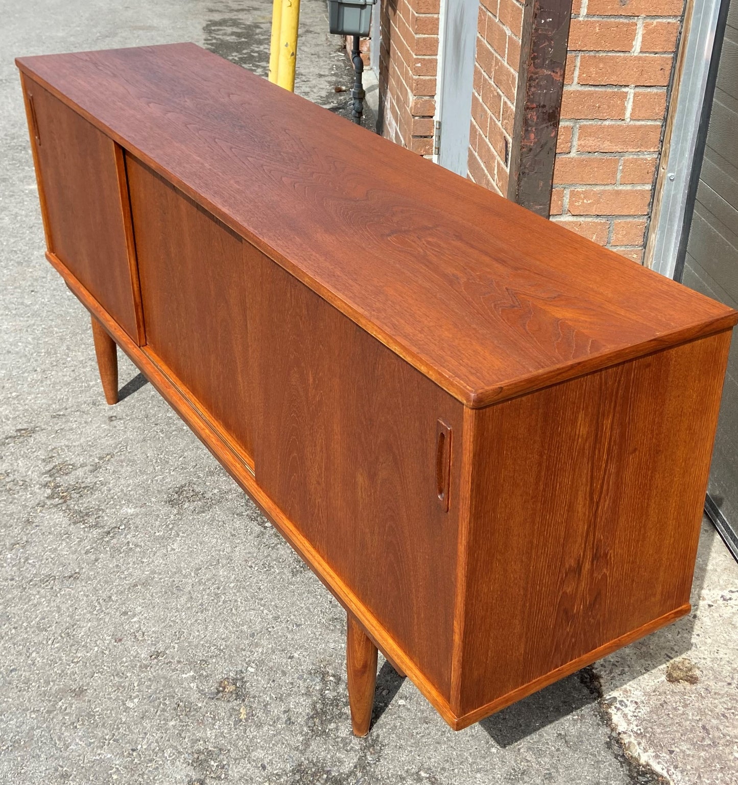 REFINISHED Danish Mid Century Modern Teak Sideboard Narrow, 71"