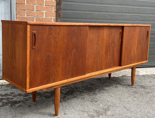 REFINISHED Danish Mid Century Modern Teak Sideboard Narrow, 71"