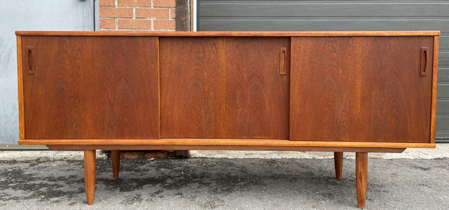 REFINISHED Danish Mid Century Modern Teak Sideboard Narrow, 71"