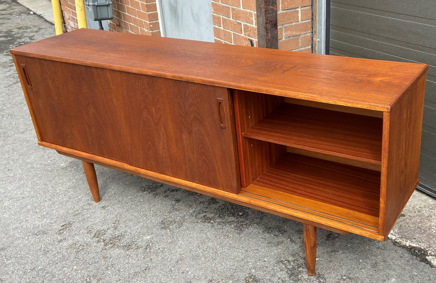 REFINISHED Danish Mid Century Modern Teak Sideboard Narrow, 71"