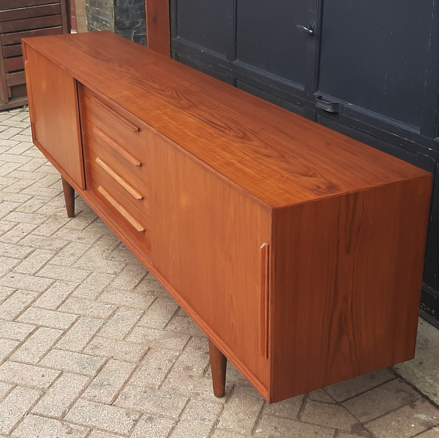 REFINISHED Danish MCM Teak Credenza Sideboard, 90.5" PERFECT