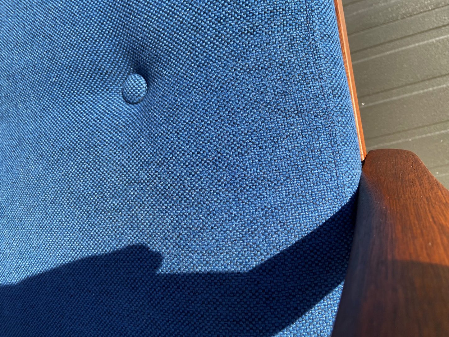 REFINISHED Danish MCM 3-Seater Sofa & Lounge Chair, w NEW CUSHIONS in navy Maharam