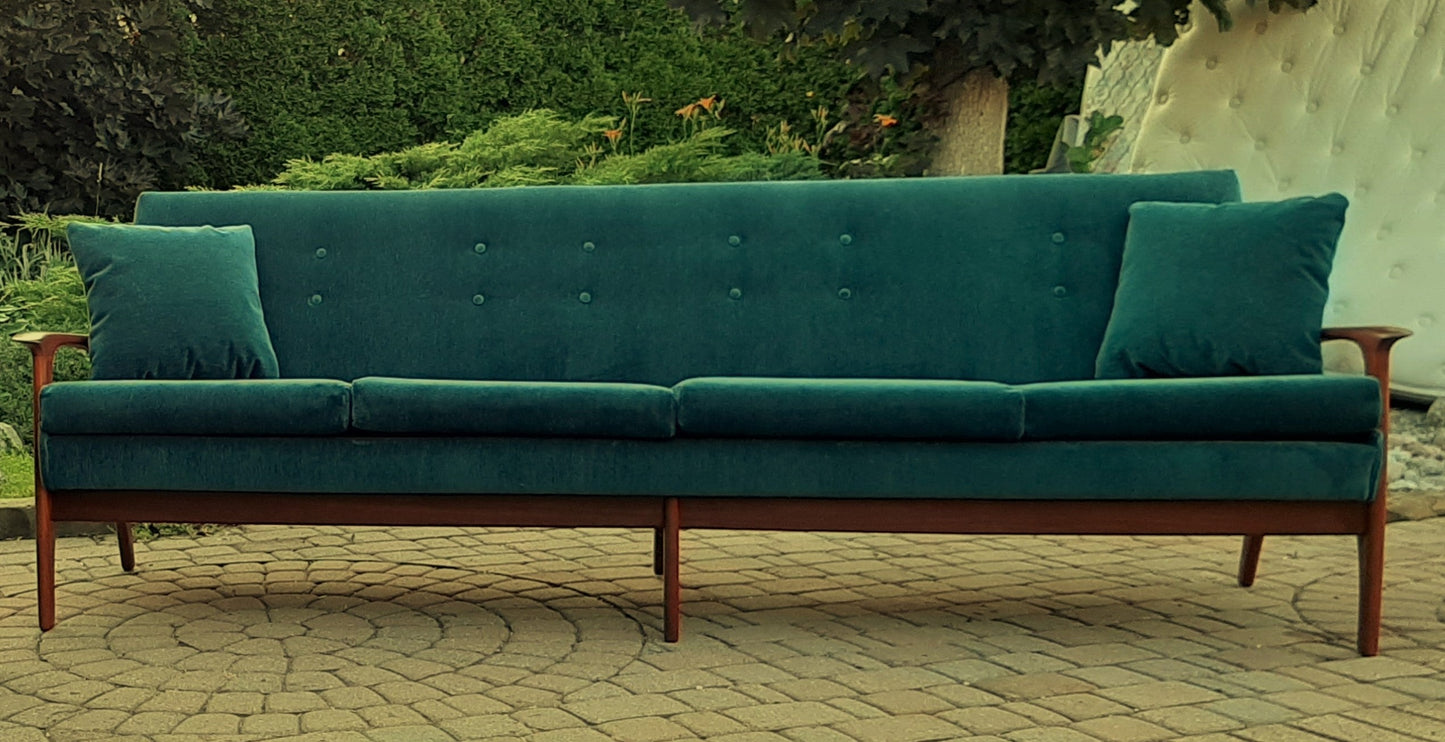 Choose Fabric! REFINISHED Mid Century Modern Teak 4-Seater Sofa by R.Huber