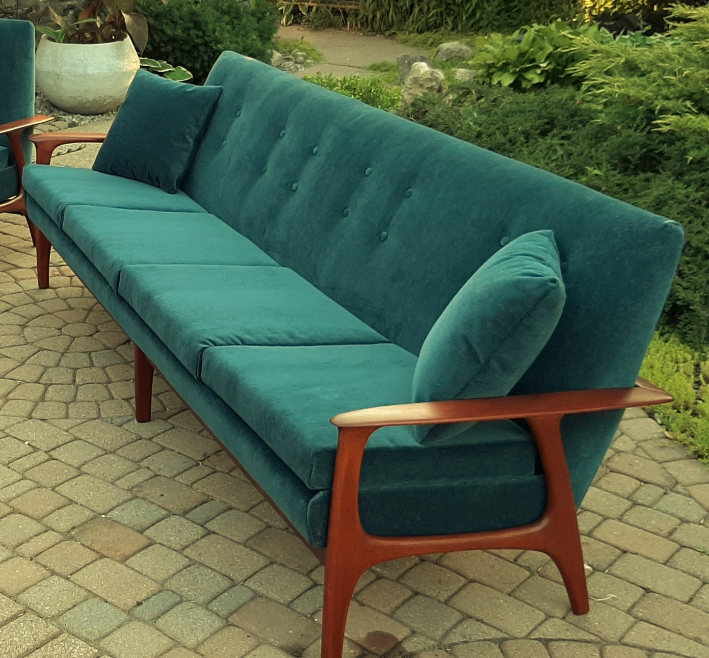 Choose Fabric! REFINISHED Mid Century Modern Teak 4-Seater Sofa by R.Huber