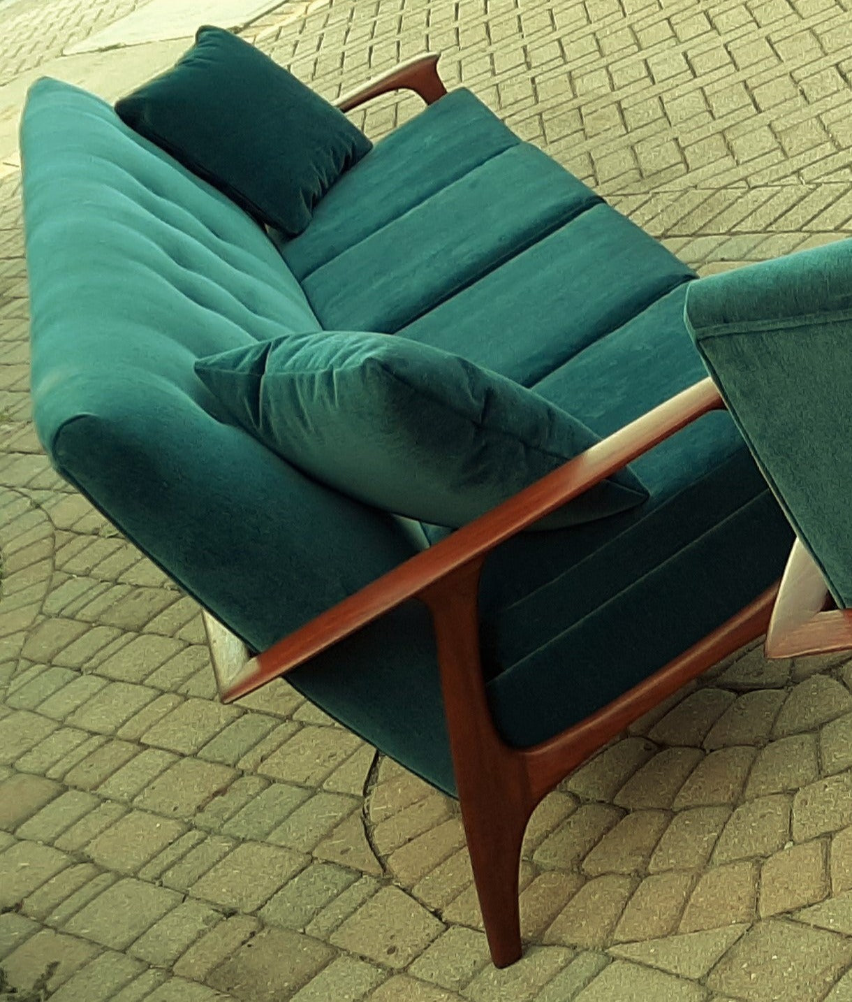 Choose Fabric! REFINISHED Mid Century Modern Teak 4-Seater Sofa by R.Huber