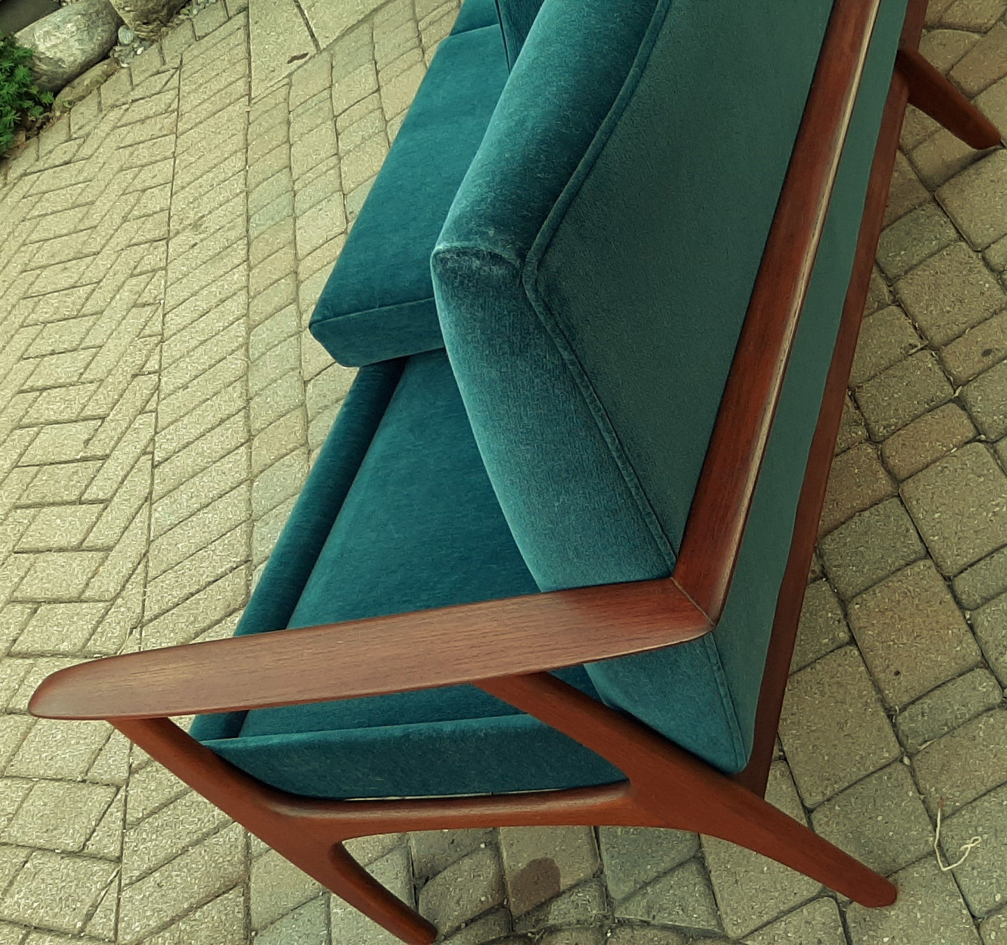 Choose Fabric! REFINISHED Mid Century Modern Teak 4-Seater Sofa by R.Huber