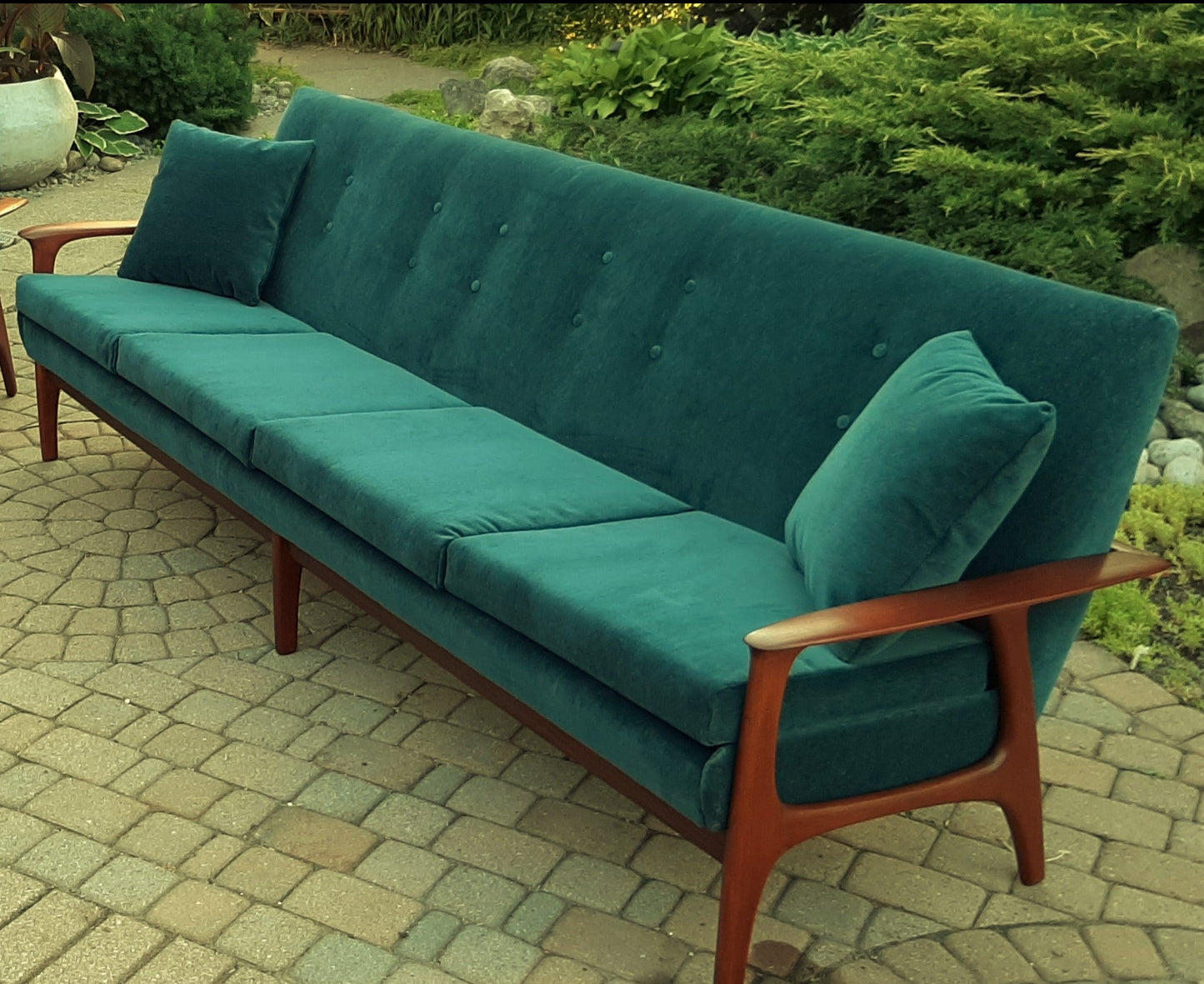 Choose Fabric! REFINISHED Mid Century Modern Teak 4-Seater Sofa by R.Huber