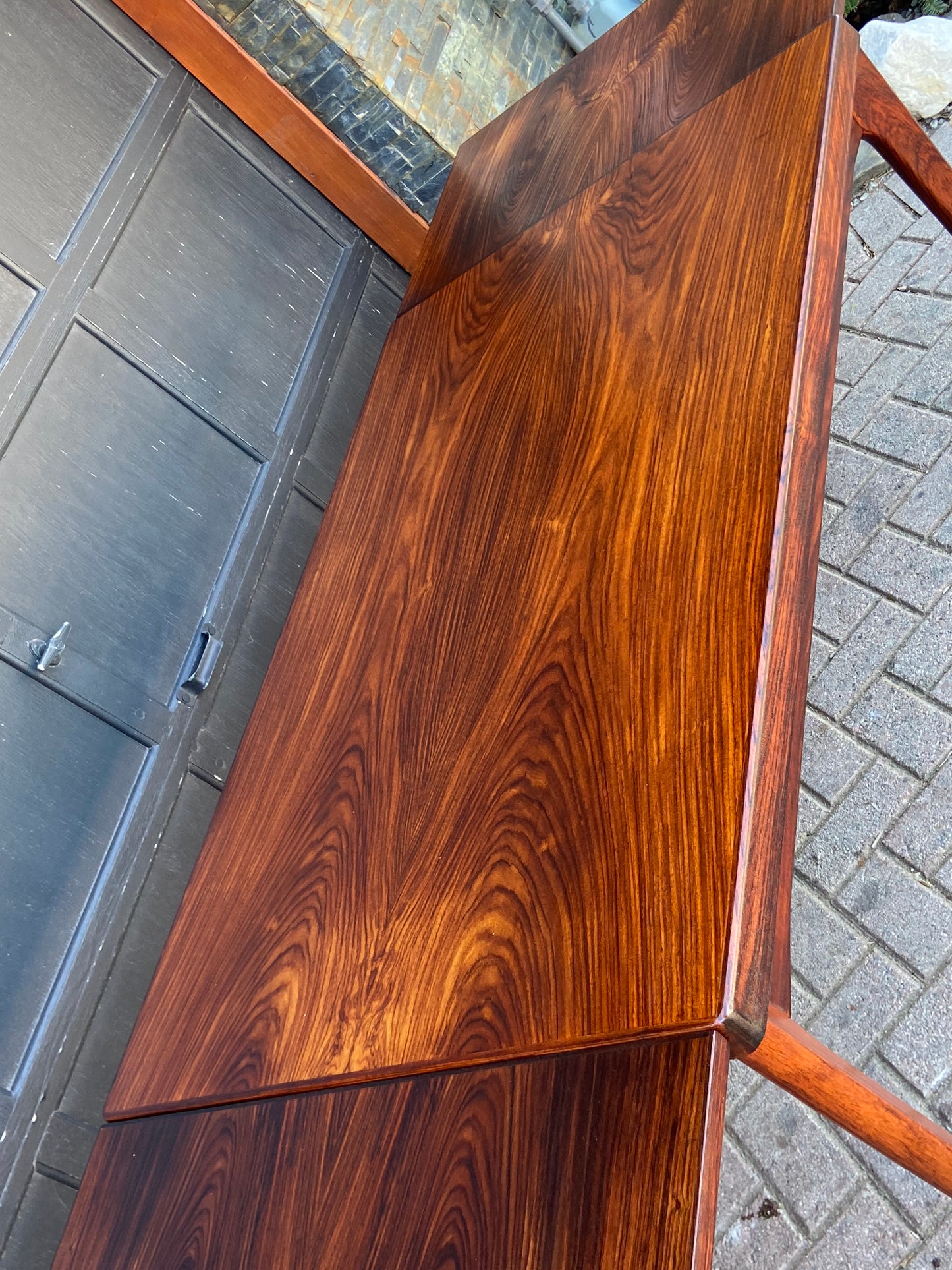 REFINISHED Danish MCM Rosewood Draw Leaf Table by H. Kjaernulf 55.5" - 94.5" PERFECT