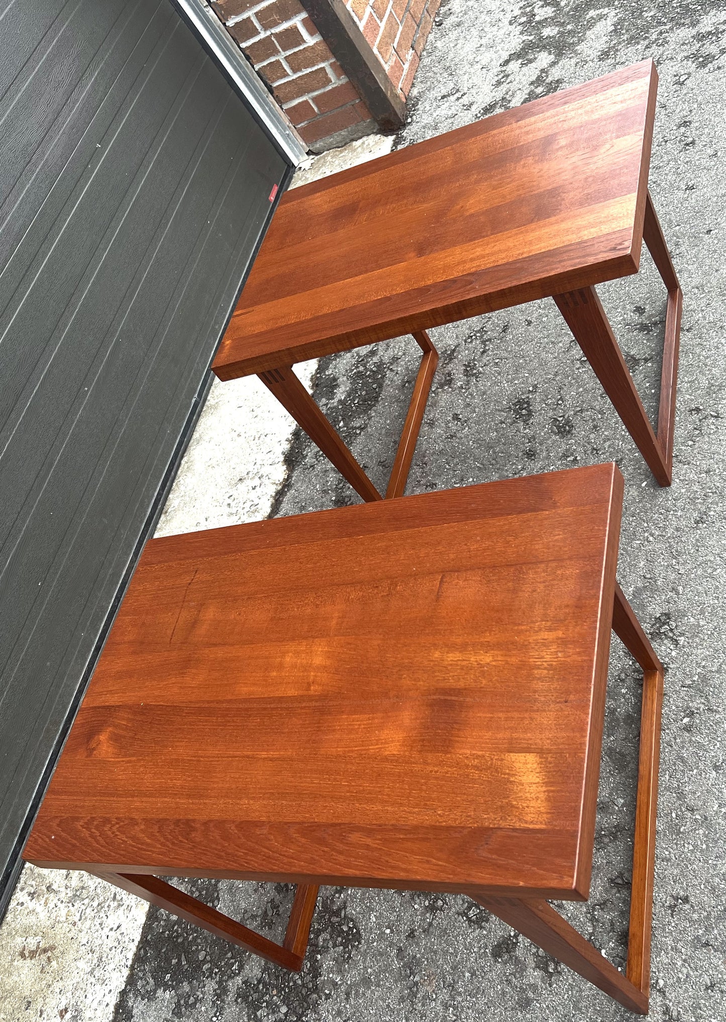 2 REFINISHED Danish Mid Century Modern Teak Accent Tables by H.E. Tangevald Hansen