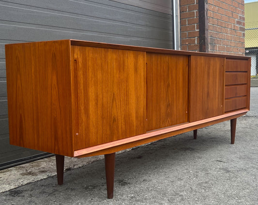 REFINISHED Danish Mid Century Modern Teak Sideboard 78"