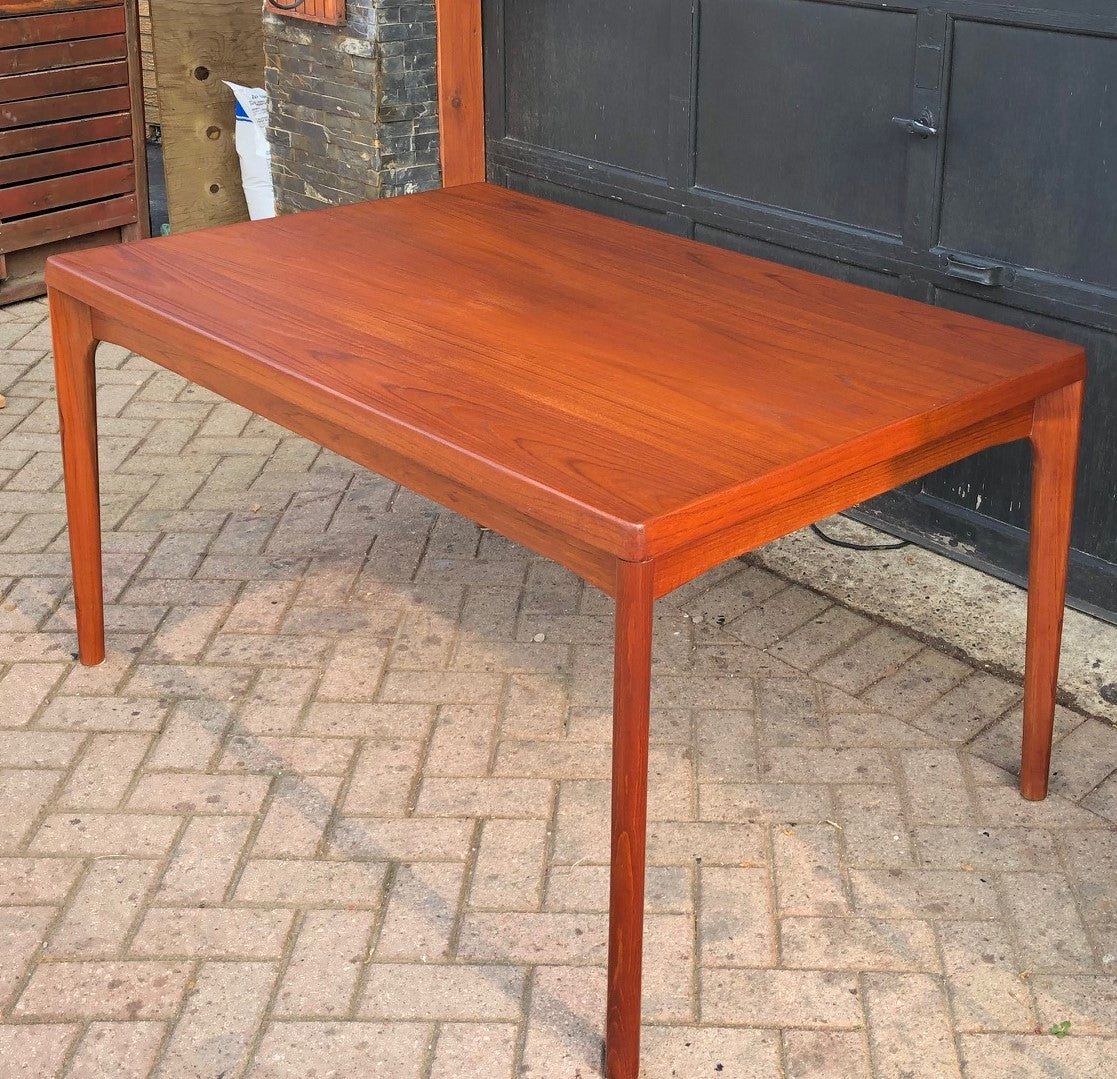ON HOLD ***REFINISHED Danish MCM Teak Draw Leaf Table by H. Kjaernulf 55"-94", treated for durability - Mid Century Modern Toronto