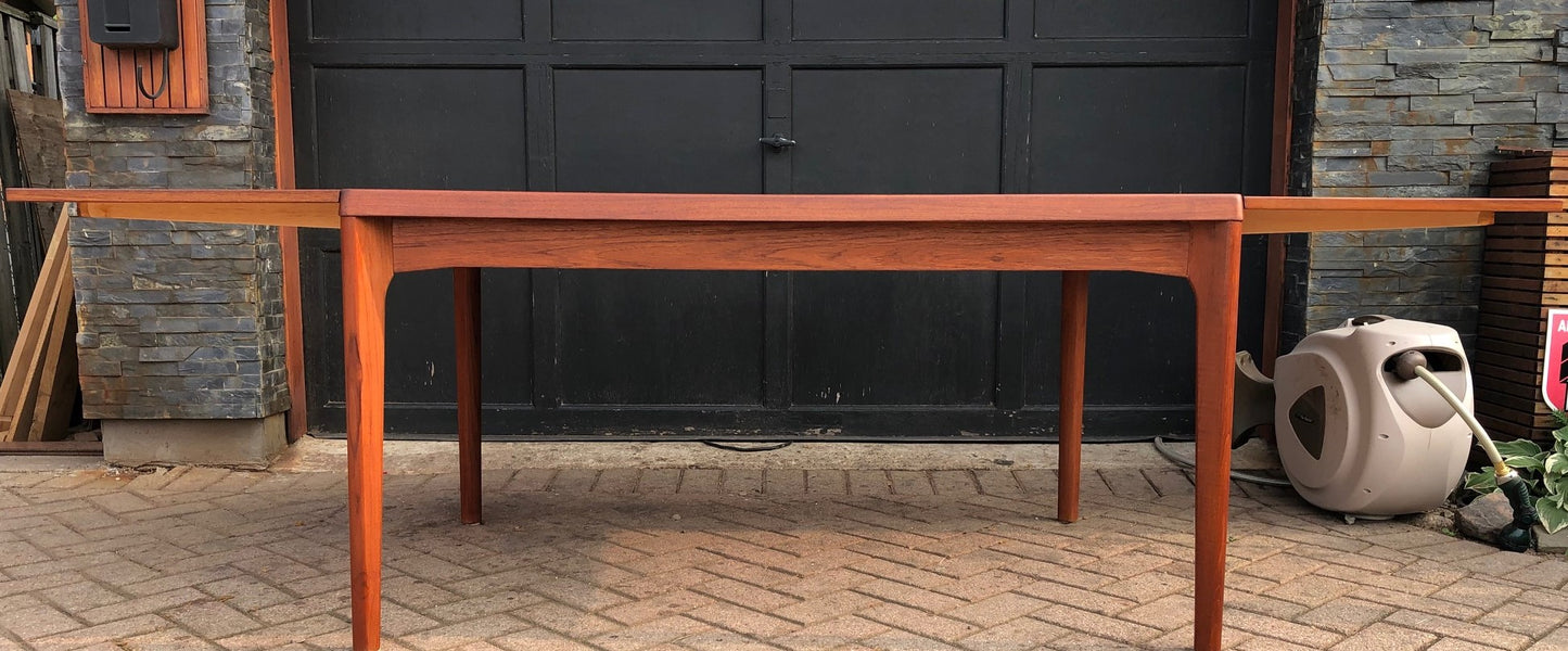 ON HOLD ***REFINISHED Danish MCM Teak Draw Leaf Table by H. Kjaernulf 55"-94", treated for durability - Mid Century Modern Toronto
