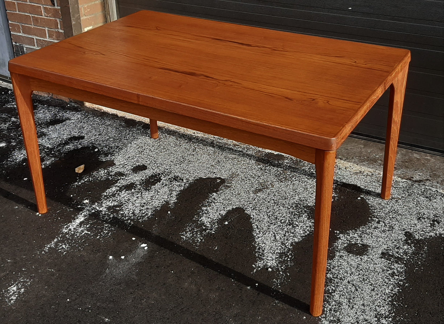 REFINISHED Danish MCM Teak Draw Leaf Table by H. Kjaernulf 55"-94", PERFECT - Mid Century Modern Toronto