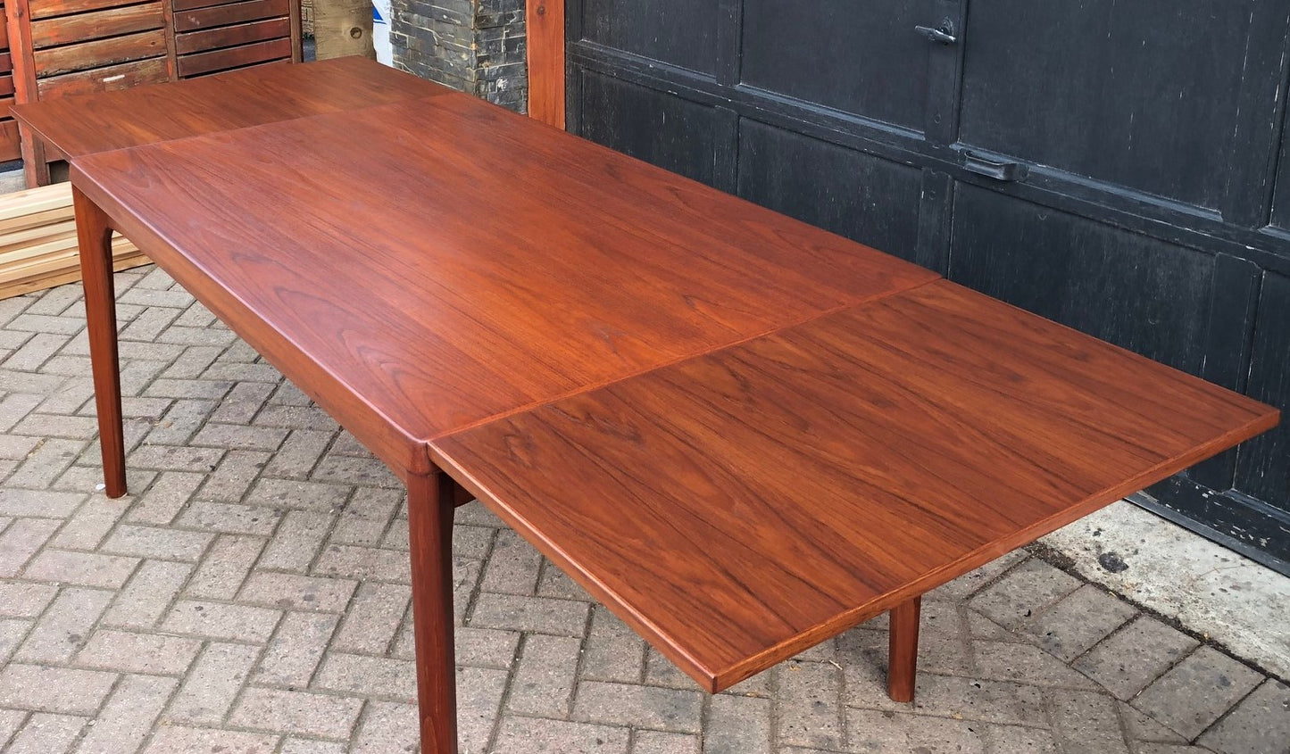 ON HOLD ***REFINISHED Danish MCM Teak Draw Leaf Table by H. Kjaernulf 55"-94", treated for durability - Mid Century Modern Toronto