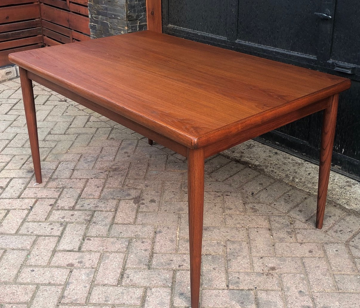 REFINISHED Danish MCM Teak Draw Leaf Table by H. Kjaernulf 55"-97", PERFECT, treated for durability - Mid Century Modern Toronto