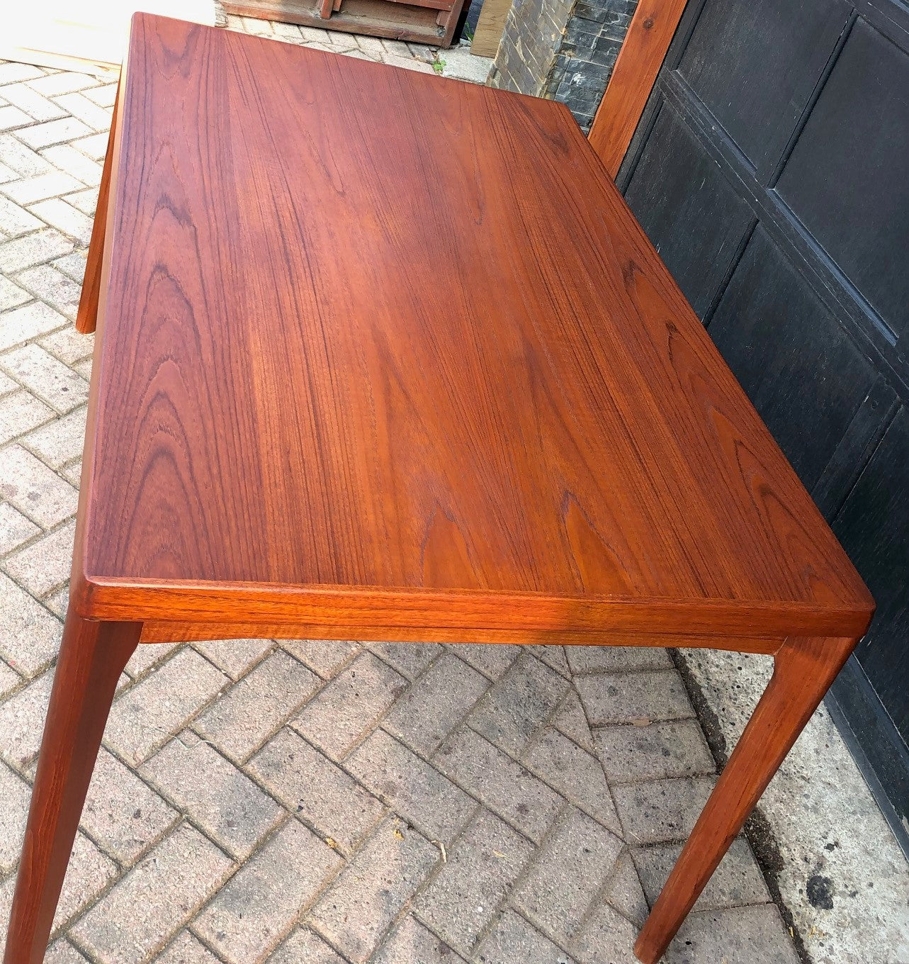 ON HOLD ***REFINISHED Danish MCM Teak Draw Leaf Table by H. Kjaernulf 55"-94", treated for durability - Mid Century Modern Toronto