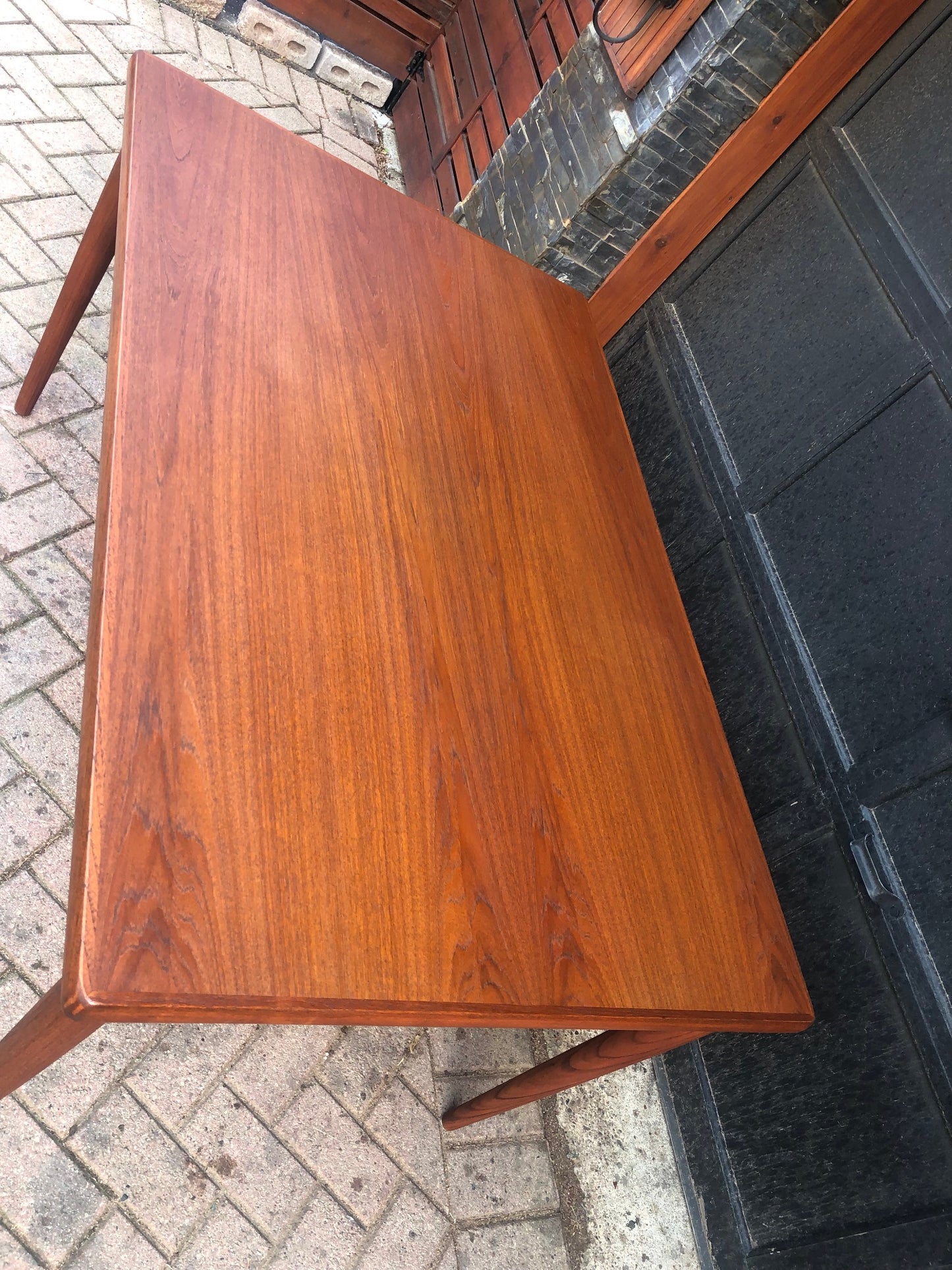 REFINISHED Danish MCM Teak Draw Leaf Table by H. Kjaernulf 55"-97", PERFECT, treated for durability - Mid Century Modern Toronto