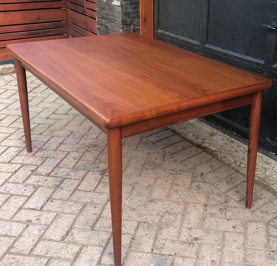 REFINISHED Danish MCM Teak Draw Leaf Table by H. Kjaernulf 55"-97", PERFECT, treated for durability - Mid Century Modern Toronto