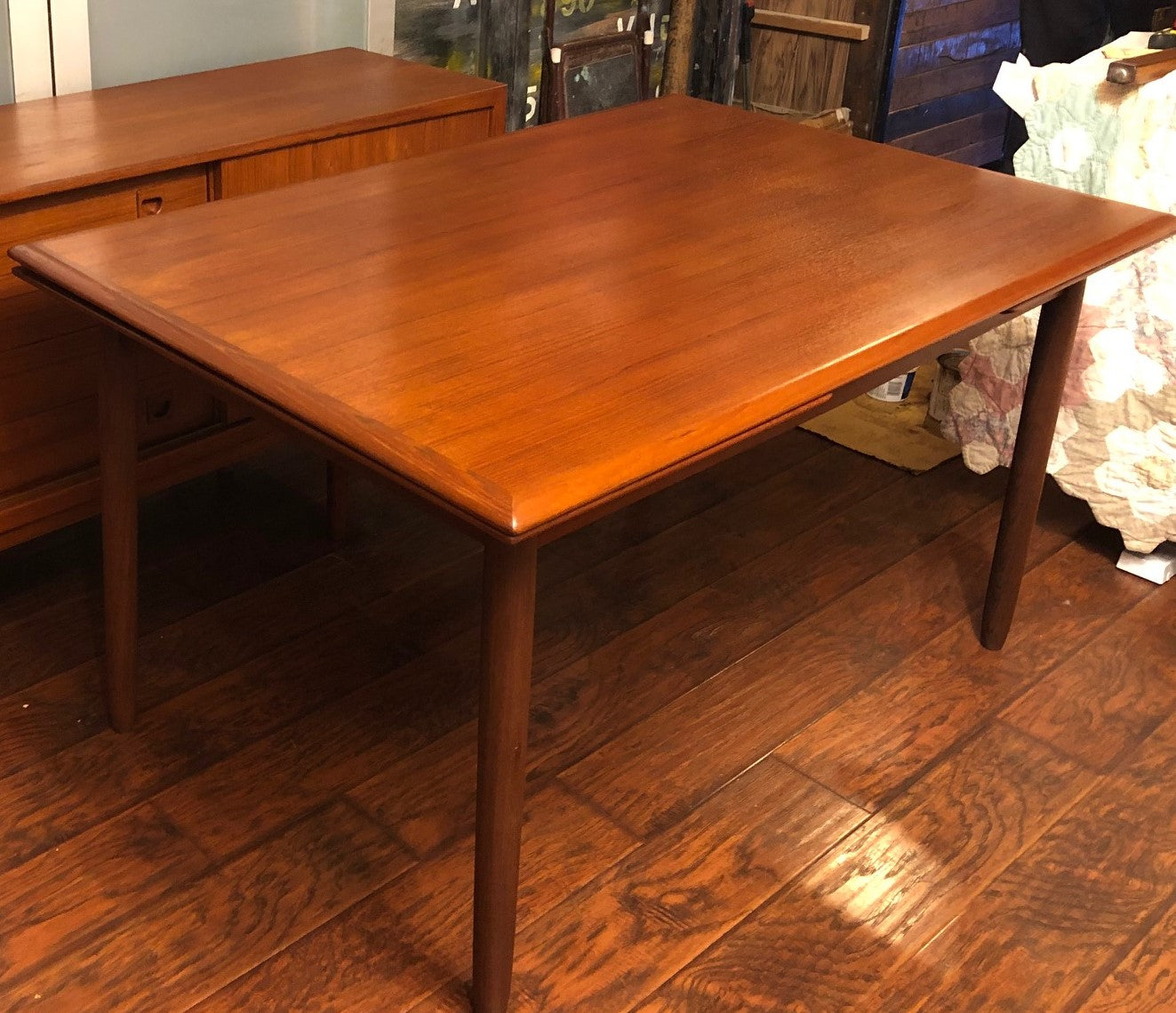 REFINISHED Danish MCM Teak Draw Leaf Table 53"-91" - Mid Century Modern Toronto