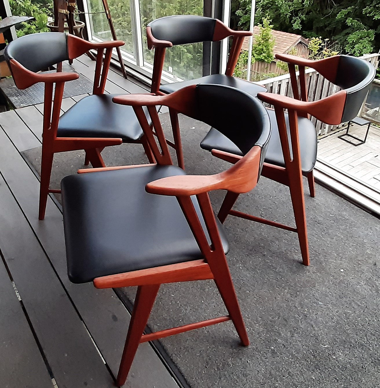 ON HOLD ****4 REFINISHED MCM Teak Armchairs by Kai Kristiansen for Korup Stolefabrik , PERFECT - Mid Century Modern Toronto