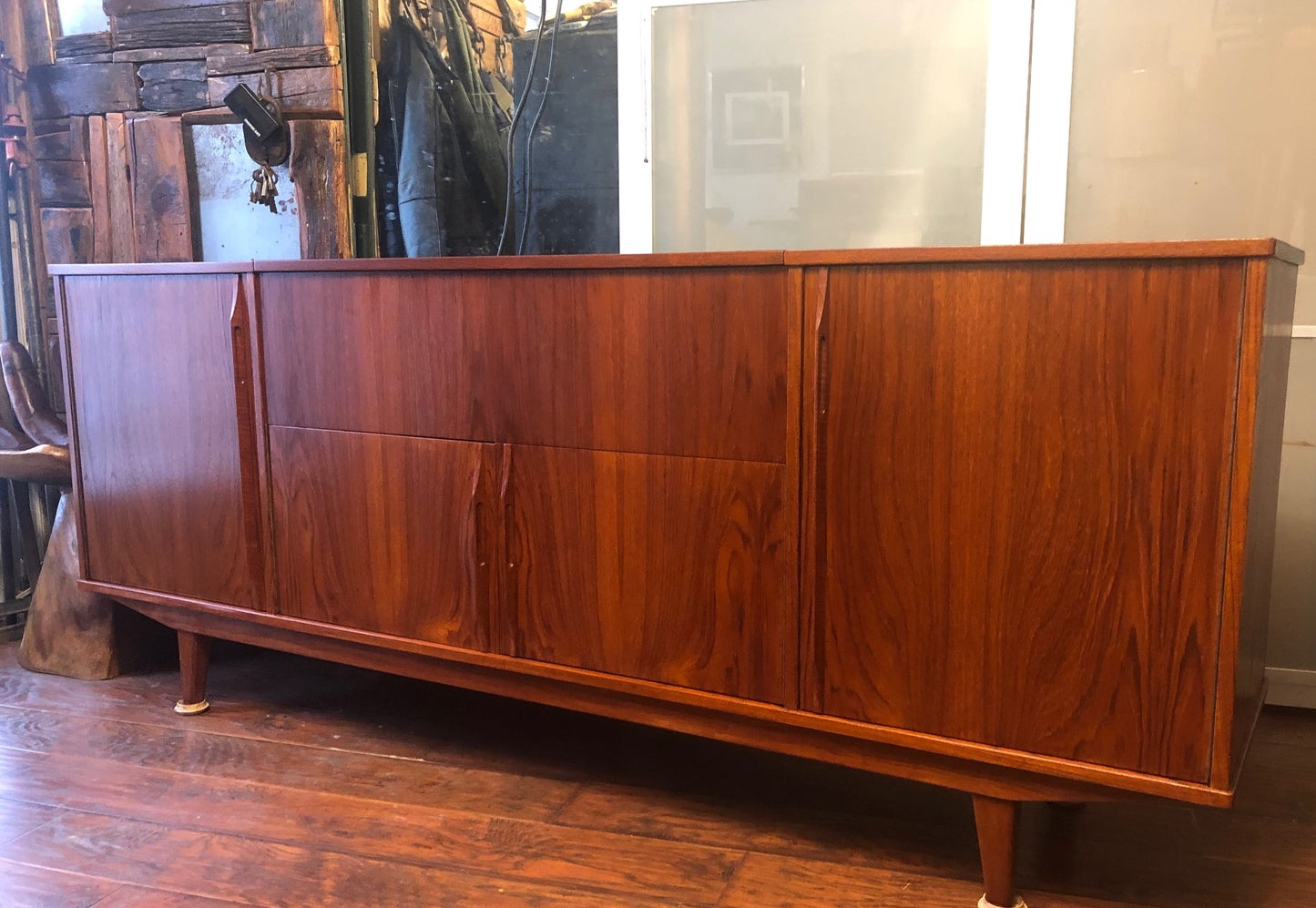 REFINISHED Rare Danish MCM Teak Highboard or Entertainment Console 80", perfect - Mid Century Modern Toronto