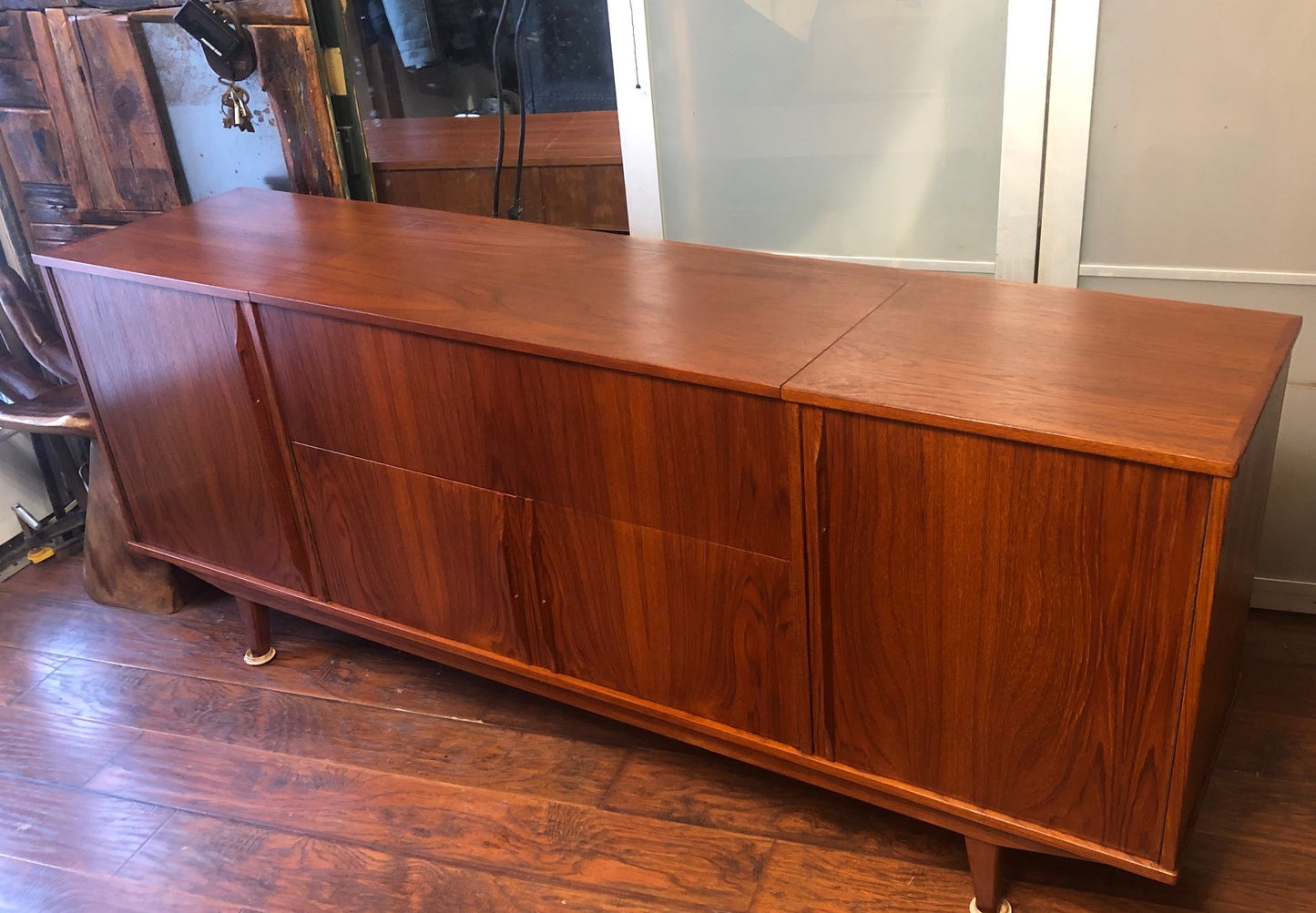 REFINISHED Rare Danish MCM Teak Highboard or Entertainment Console 80", perfect - Mid Century Modern Toronto