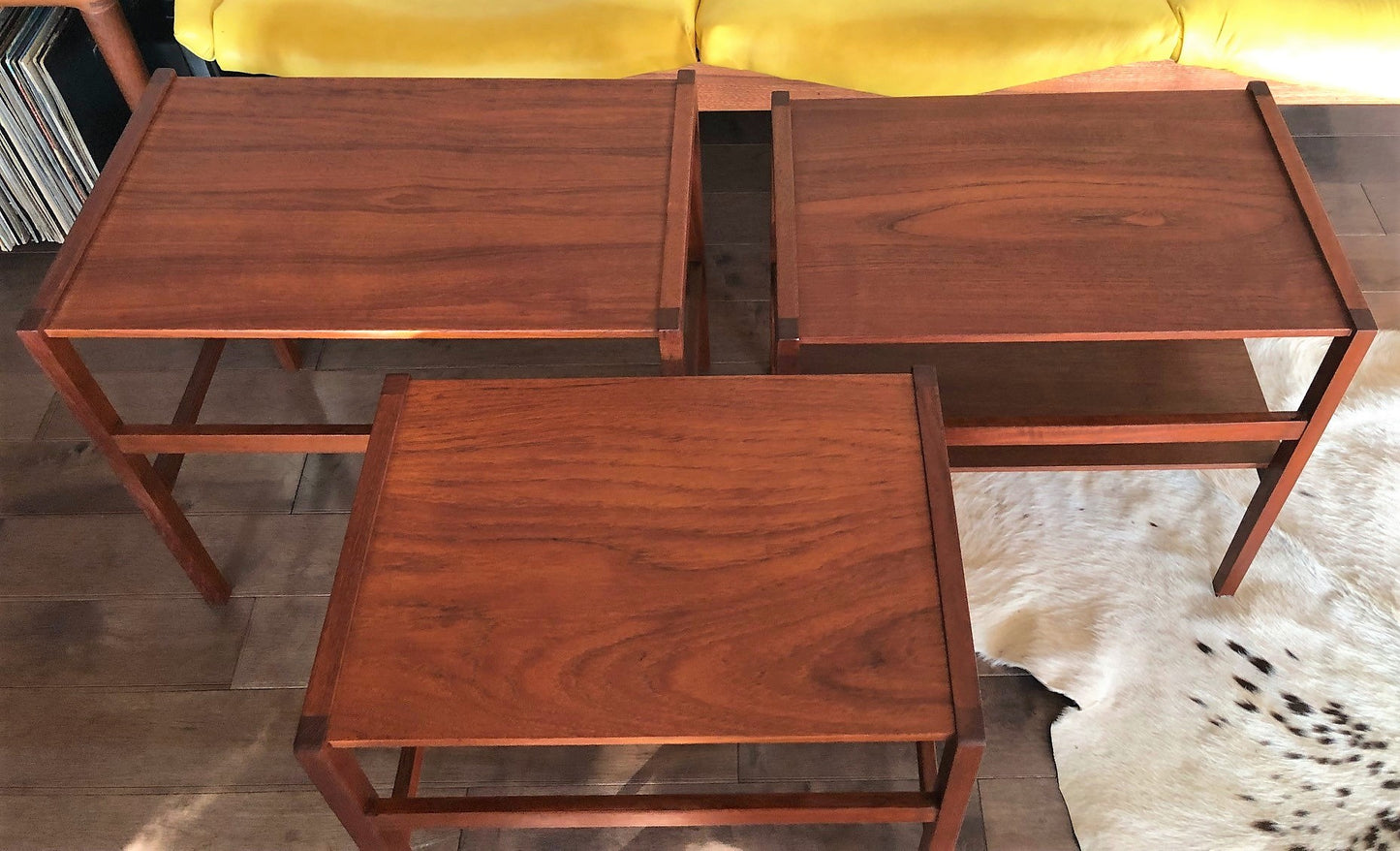 REFINISHED Danish Mid Century Modern set of 3 teak nesting tables, perfect - Mid Century Modern Toronto