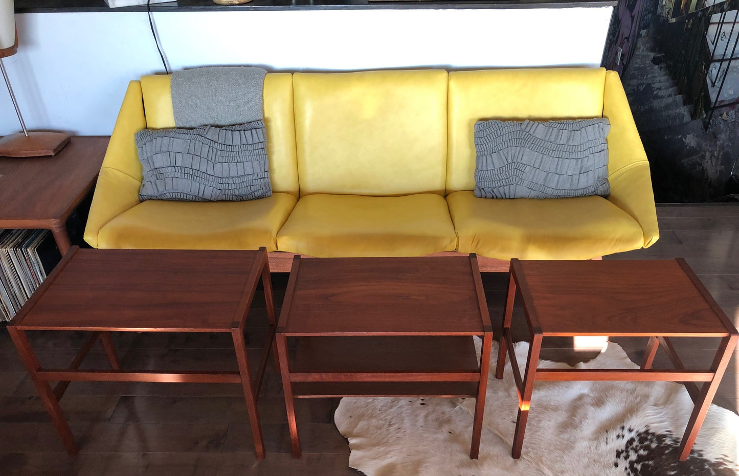 REFINISHED Danish Mid Century Modern set of 3 teak nesting tables, perfect - Mid Century Modern Toronto