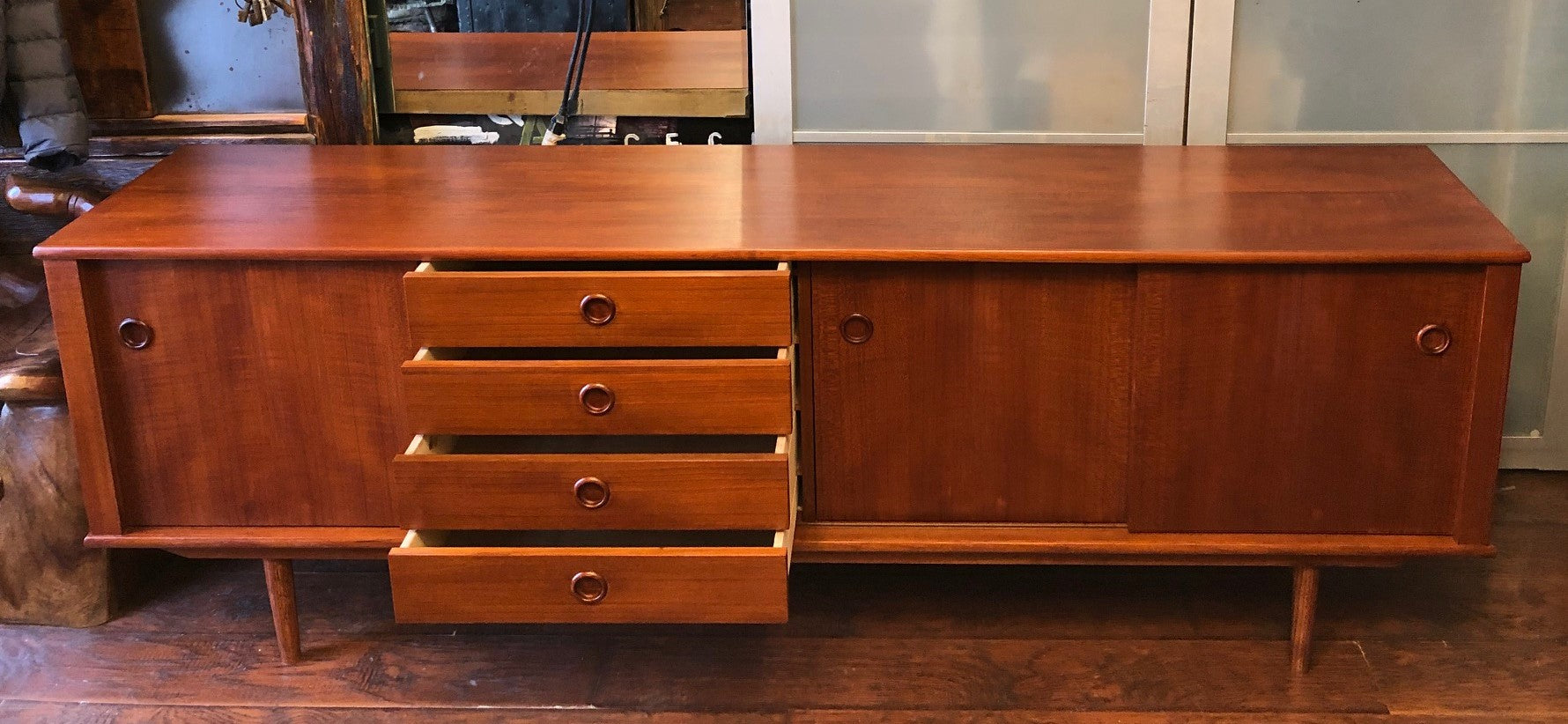 REFINISHED Danish MCM Teak Sideboard TV Media Console 84" - Mid Century Modern Toronto