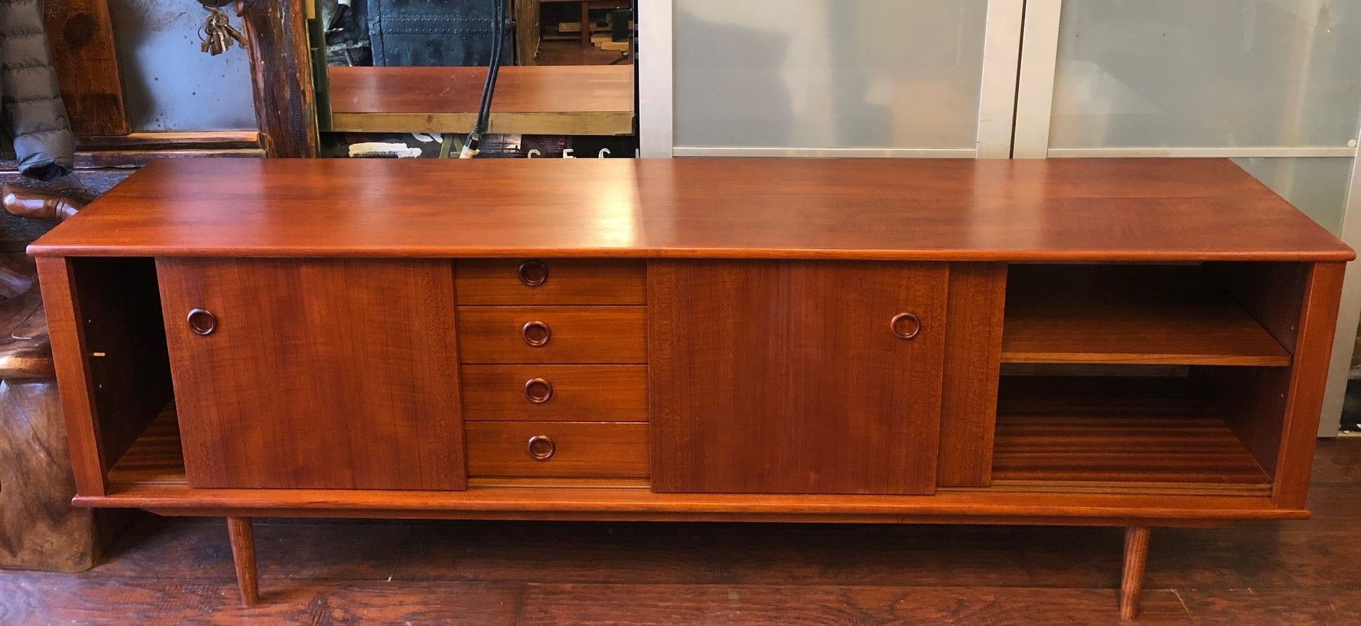 REFINISHED Danish MCM Teak Sideboard TV Media Console 84" - Mid Century Modern Toronto
