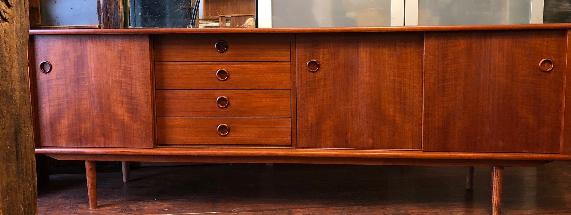 REFINISHED Danish MCM Teak Sideboard TV Media Console 84" - Mid Century Modern Toronto