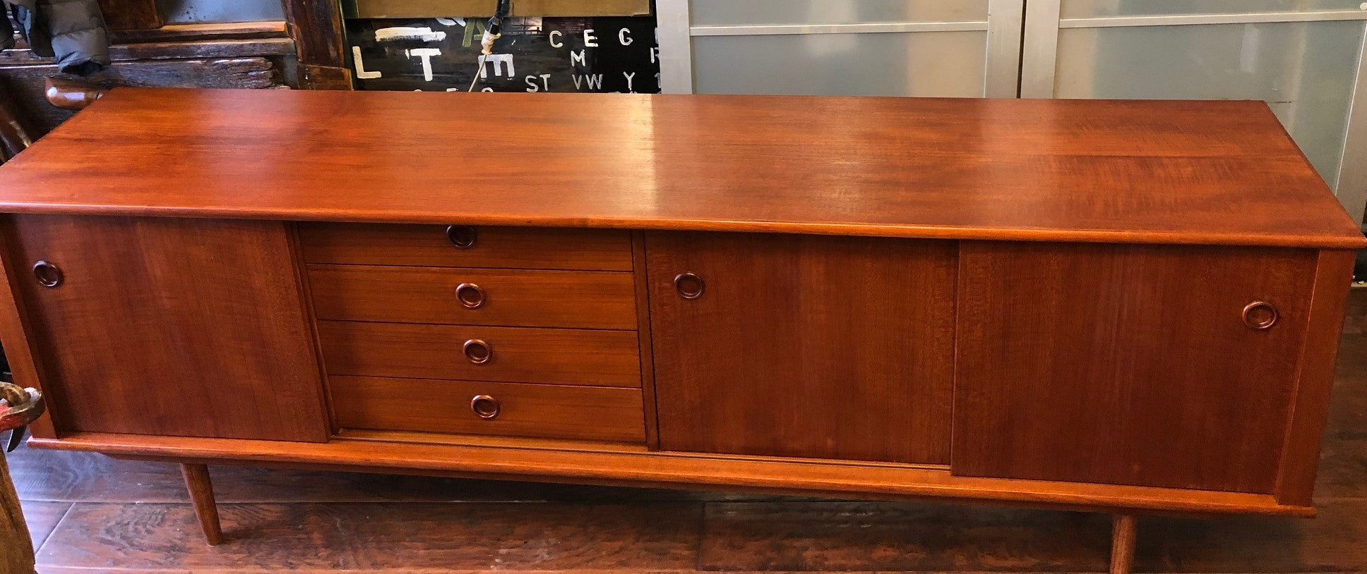 REFINISHED Danish MCM Teak Sideboard TV Media Console 84" - Mid Century Modern Toronto