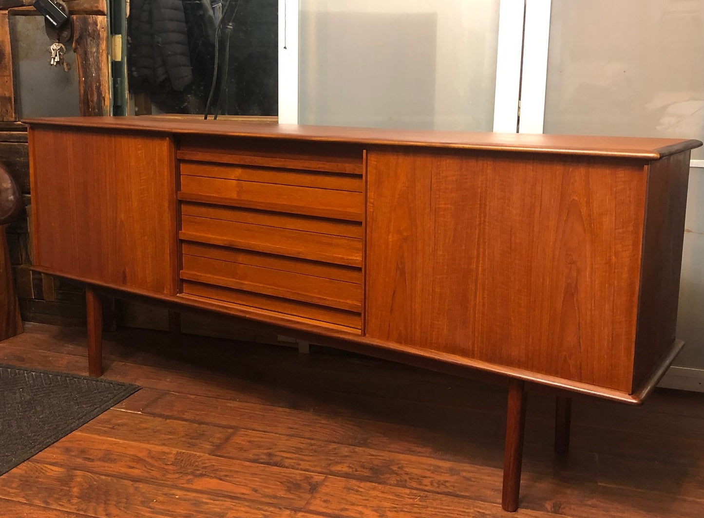 REFINISHED Danish MCM Teak Sideboard TV Media Console 74"perfect - Mid Century Modern Toronto